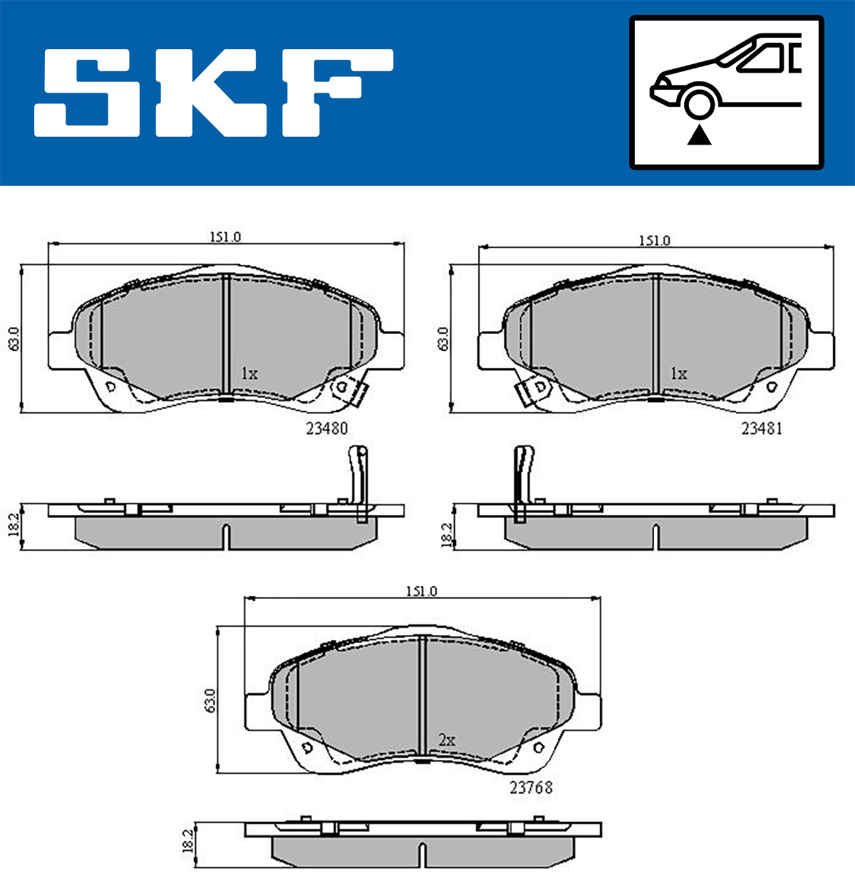 Set placute frana,frana disc VKBP 80241 A SKF